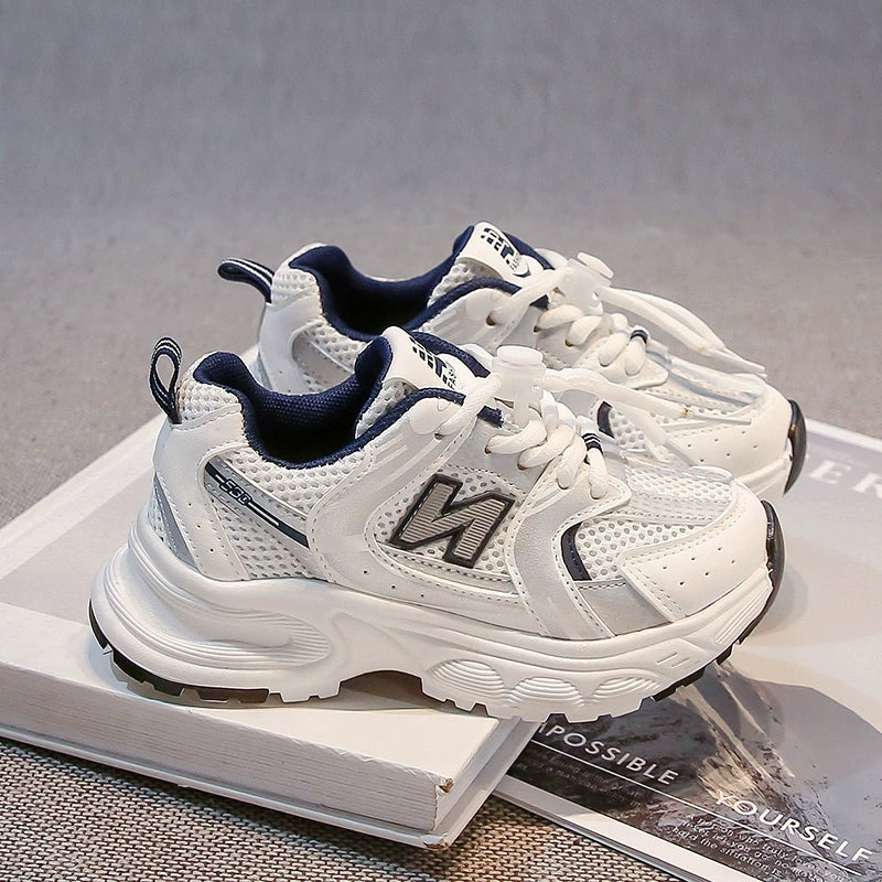 Kids White Sneaker 2025 Spring Mesh Breathable Boys and Girls Trendy Dad Shoes Children's Casual Running Shoes kids_shoes