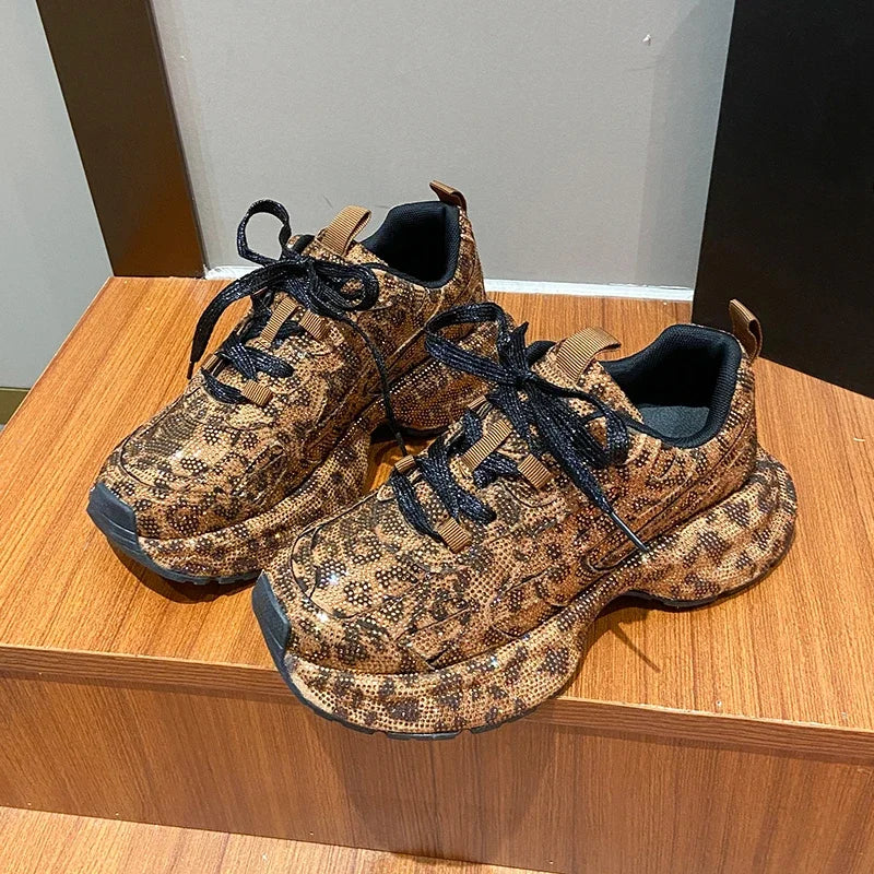 Luxury Full Diamond Thick soled Sneakers Designer Anti slip Running Shoes Women's Fashion Tennis ShoesHigh Quality Casual Shoes sneakers_platform