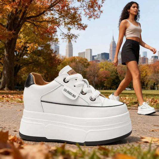 Fujin 9cm Cow Suede Genuine Leather Women Vulcanized Shoes Platform Wedge Skate Boarding High Brand Heels Casual Summer Shoes sneakers_platform