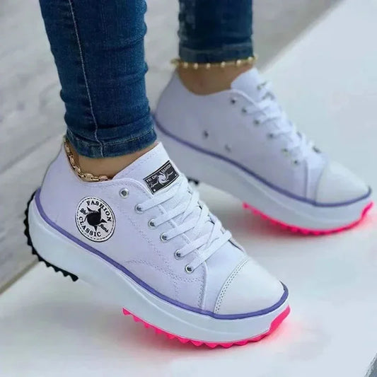 Classic white canvas sneakers women's casual shoes thick sole lace-up tennis shoes high quality fashion sports shoes 35-43 sneakers_platform
