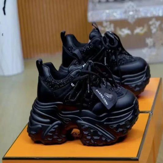 7CM Women Casual Platform Sneakers High Heels New Spring Sports Vulcanized Shoes Bling Trainers Chunky Sneakers Zapatos Mujer sneakers_platform