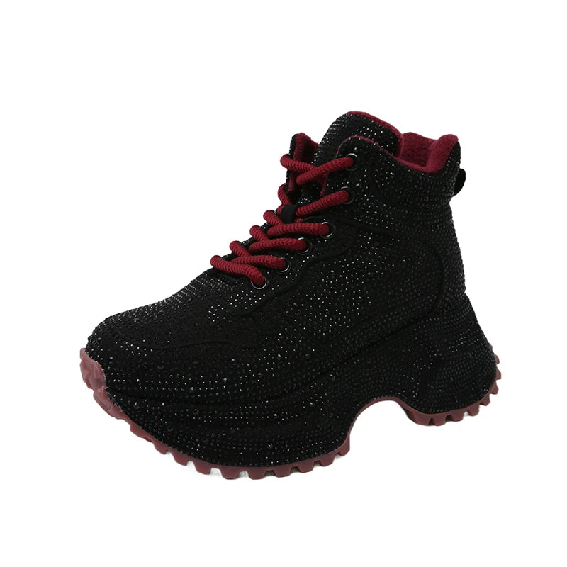 7CM Winter Women Shiny Rhinestones Shoes Casual Plush High Top Sneakers Women Stylish Sport Shoes Lace-Up Platform Luxury sneakers_platform