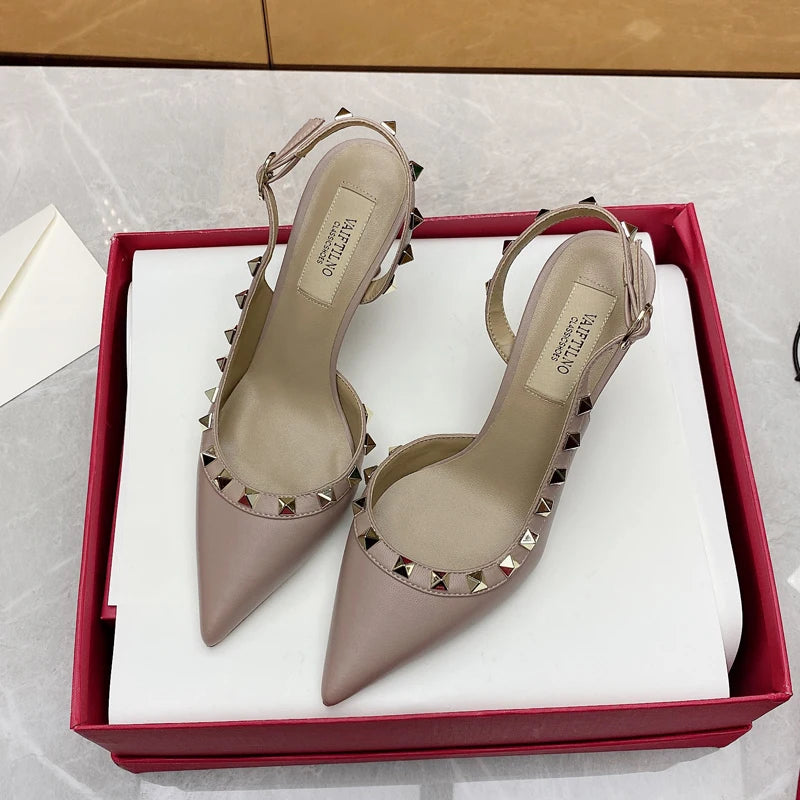Shoes For Women 2025 Trend Luxury Metal Rivet High Heels Sandals Gladiator Pointed Toe Stiletto Heels Summer Sexy Party Shoes heels_stiletto
