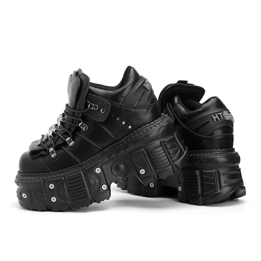 2025 Woman Sneakers New Punk Style Women Shoes Gothic Ankle Rock Boots Lace-up Heel Height Platform Shoes Woman Metal Decor sneakers_platform