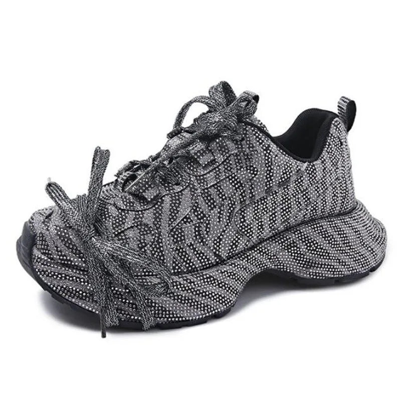 Designer Chunky Sneakers Women Bling Running Shoes Fashion Casual Genuine Leather Breathable Height Increased Flat Platform Shoe sneakers_platform