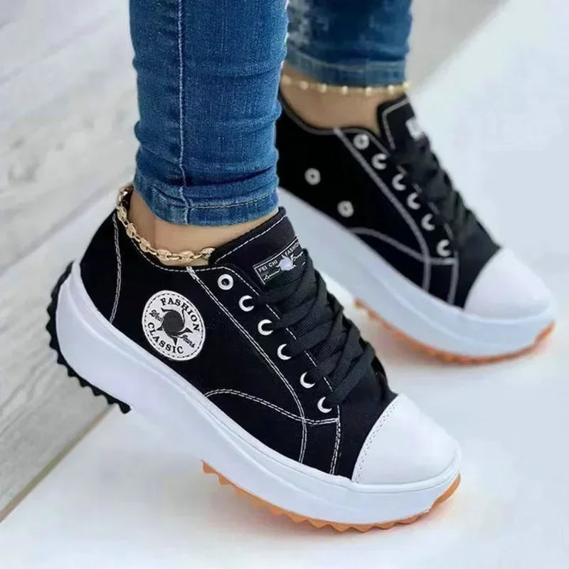 2025 New Women Pattern Canvas Sneakers Women Casual Shoes Women Sneakers Shoes Flat Lace-Up Zapatillas Mujer Chaussure Femme sneakers_women