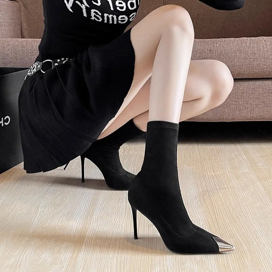 Sexy Sock Boots Knitting Stretch Boots High Heels for Women Fashion Shoes Spring Autumn Ankle Boots Female Zapatos De Mujer 2026 boots_highheel