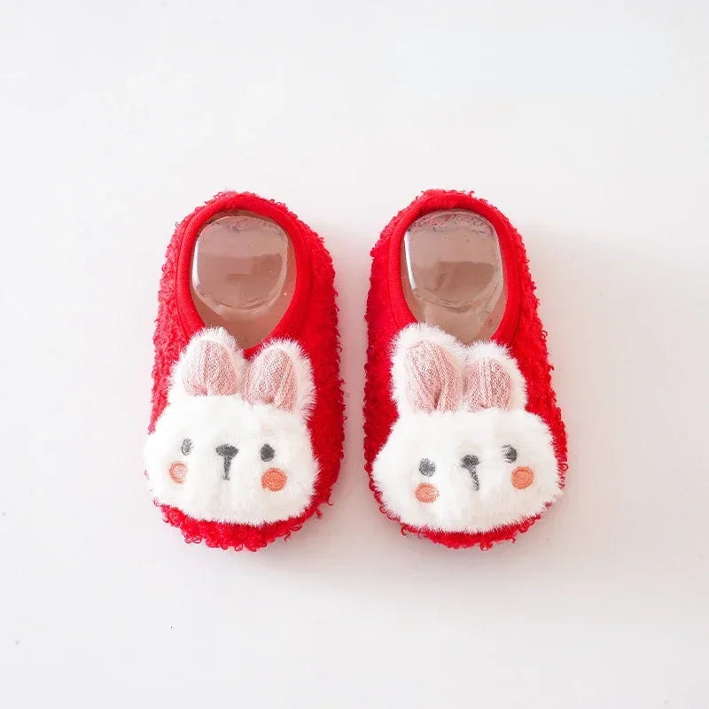 Cartoon Rabbit Baby Floor Socks Kids Plush Slippers Toddler Warm Shoes Children Soft Non-slip Prewalkers Indoor Home Slippers kids_shoes