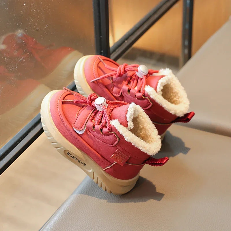 2024 Children Casual Shoes for Girls Boys Winter New Fashion Korean Style Soft Bottom Anti-slippery Versatile Plush Warm Boots kids_shoes