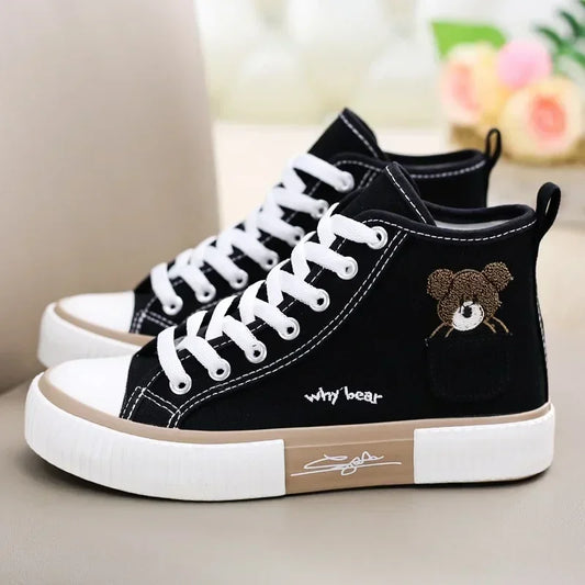 Cute Women's Canvas Shoes Women Shoes Pocket Bear Ladies Sneakers Versatile Female Vulcanized Shoes High Toc Zapatos Para Mujere sneakers_women