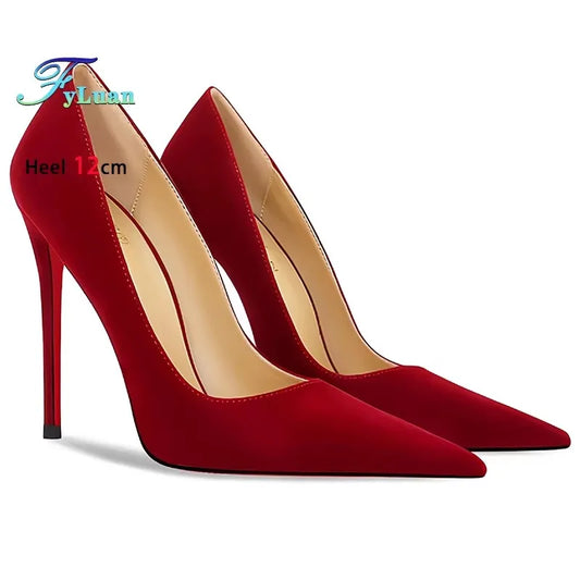 Wine Red High Heels 12cm 10cm 8cm Women Shoes Thin Heels Pointed Head Ladies Pumps Shallow Mouth Stiletto Party Large Size Shoes heels_stiletto