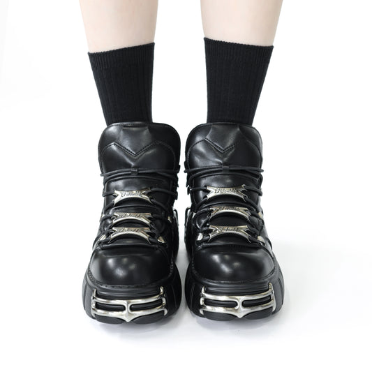 2025 New Brand Punk Style Women Shoes Lace-up heel height 6CM Platform Shoes Woman Rock Boots Metal Decor Woman Sneakers boots_platform