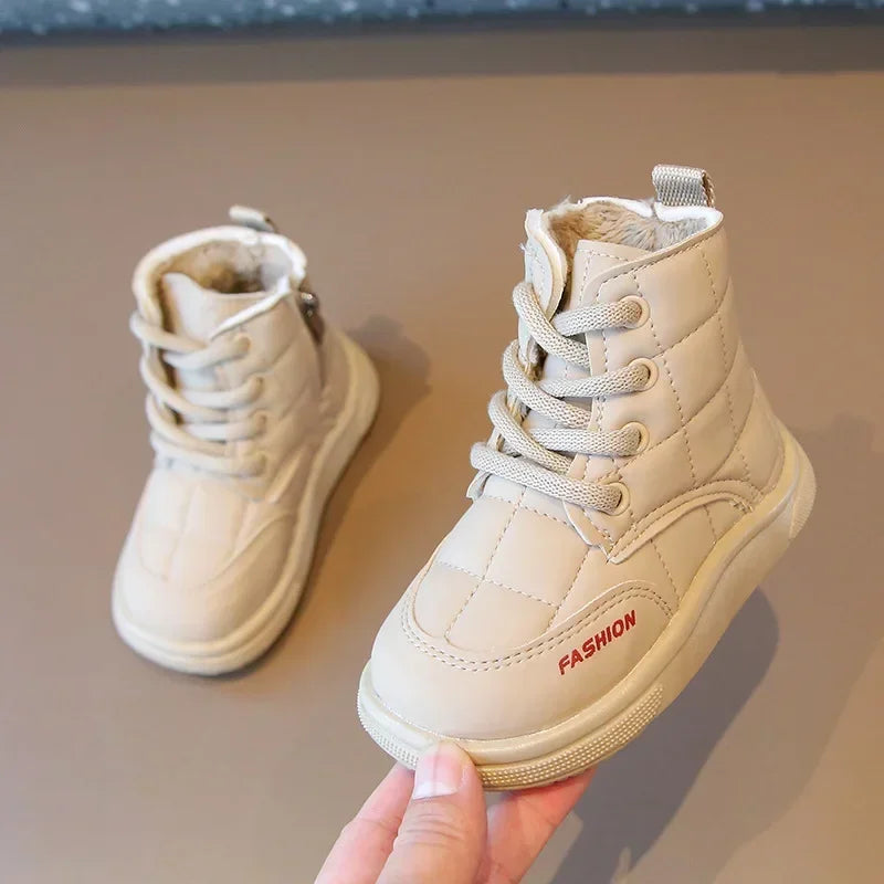 Winter Elegant Children Snow Boots Boys Girls Soft Warm Short Boot with Thick Fur Little Kids Cotton Shoes Cute Baby Boot H08104 kids_shoes