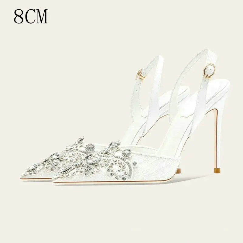 2025 New Baotou Fairy Wind Sandals Female Diamond-Pointed High Heels With Wedding Shoes Sexy Bridesmaid Shoes heels_bridal
