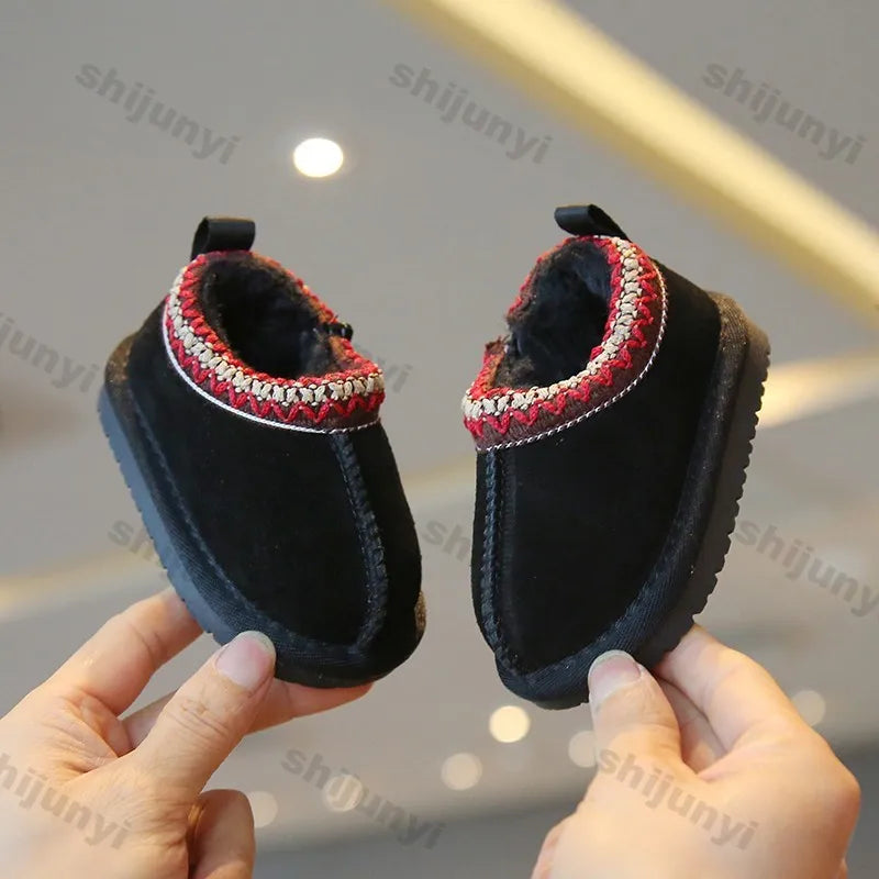 Baby Warm Casual Flat Low Top Snow Boots 2025 Winter Fashion Childrens' Concise Soft Soled Comfortable Non Slip Cotton Shoes kids_shoes