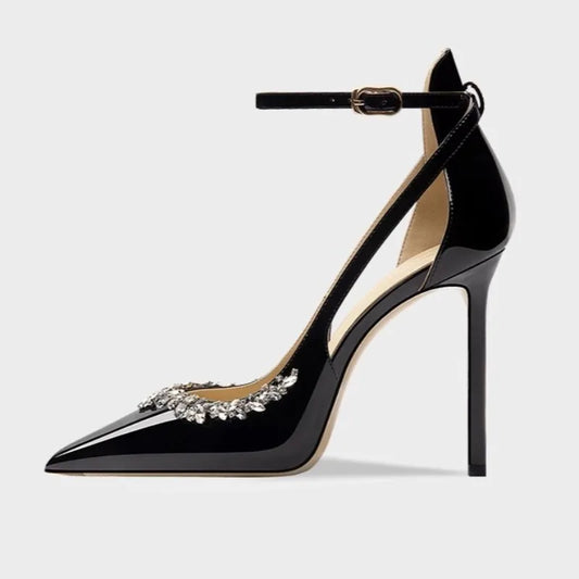 Pointed High Heels for Women Stilettos 2025 Spring New Sexy Rhinestone Temperament Baotou Sandals Single Buckle Shoes heels_bridal