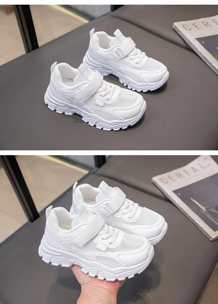 Summer Boys' Mesh Sneakers Large Children's Breathable Upper Lace Single Mesh Hollow Logo Design Slip-On Trendy Summer Shoe kids_shoes