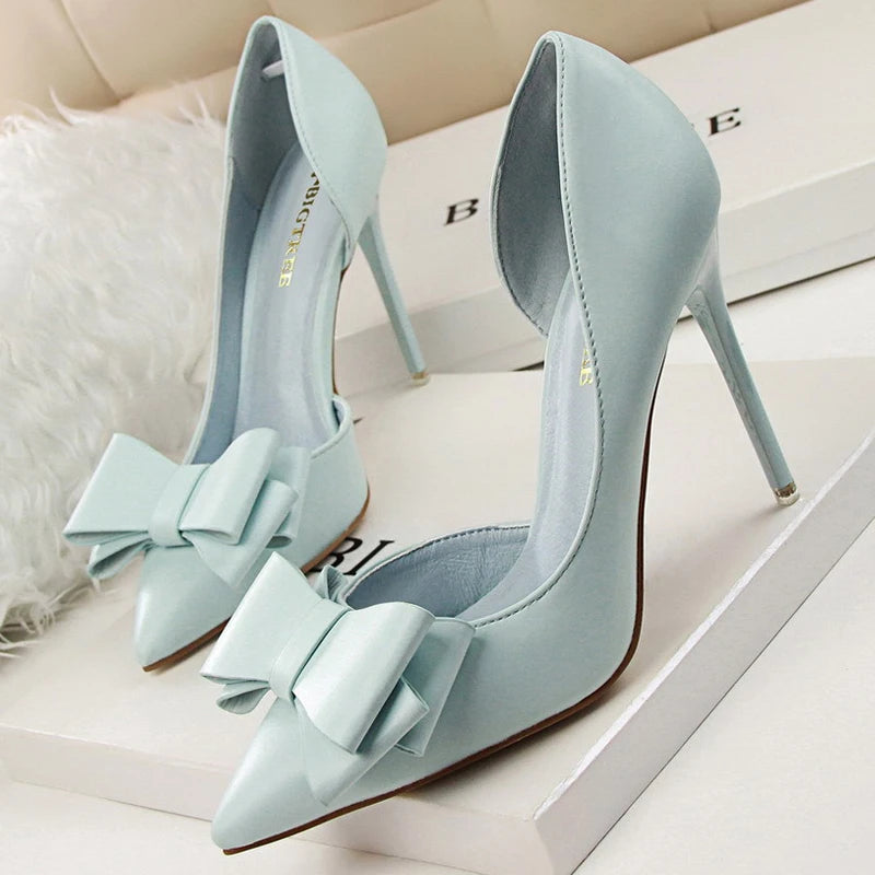 BIGTREE Shoes Bow-knot Woman Pumps Stiletto 10.5 Cm Women Basic Pump Pointed Toe Classic Pumps Sexy High Heels Women Shoes 2025 heels_stiletto