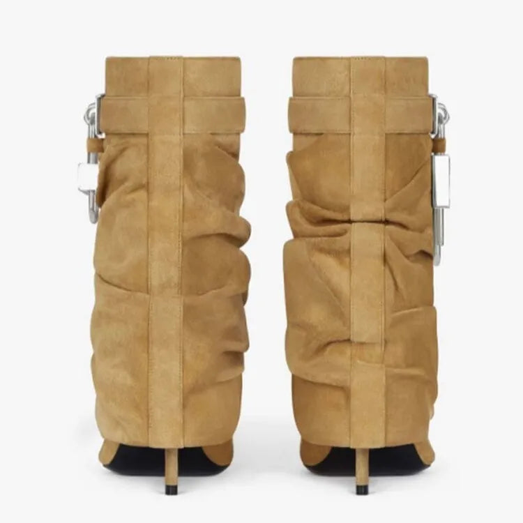 Botines De Mujer Custom Logo  Lock Decorated Womens Thin Heel Ankle Boots for Ladies boots_highheel