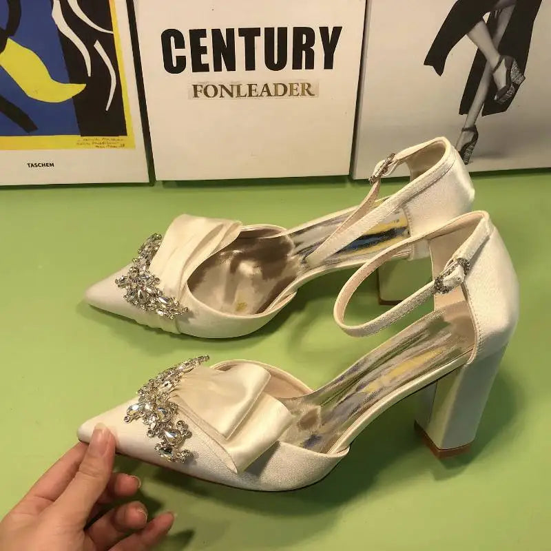 Bride Talons Haut Sexy Escarpins Mules Chunky Block High Women Heels for Wedding heels_bridal