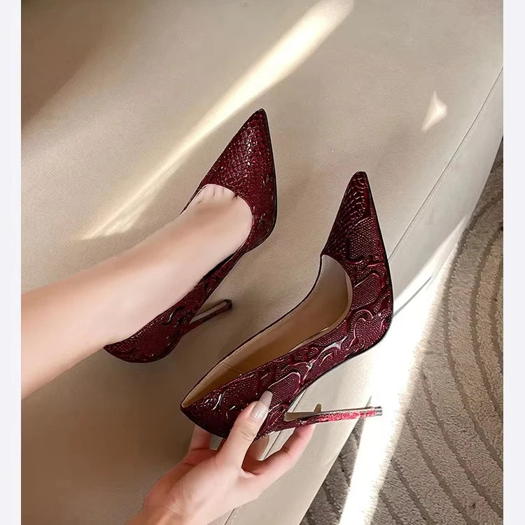 Autumn Collection Custom Women's Designer Pumps Wholesale Genuine Leather Insole Red Bottom High Heels Thin Work Pointed Toe heels_stiletto
