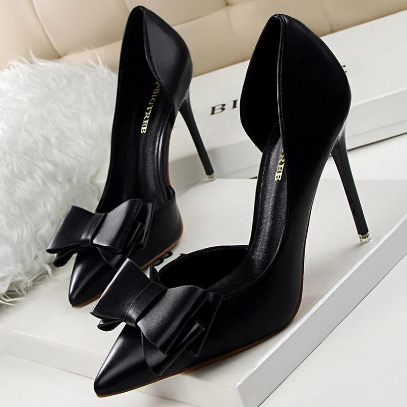 BIGTREE Shoes Bow-knot Woman Pumps Stiletto 10.5 Cm Women Basic Pump Pointed Toe Classic Pumps Sexy High Heels Women Shoes 2025 heels_stiletto