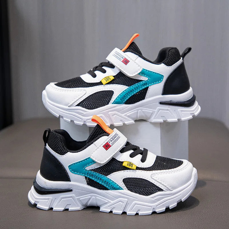 Summer Boys' Mesh Sneakers Large Children's Breathable Upper Lace Single Mesh Hollow Logo Design Slip-On Trendy Summer Shoe kids_shoes