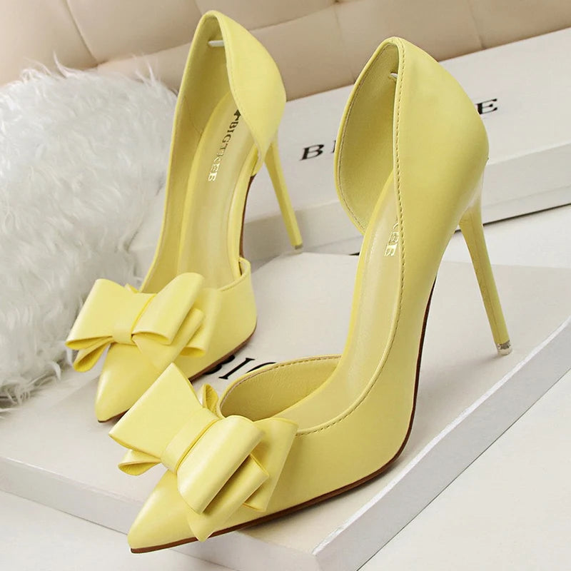 BIGTREE Shoes Bow-knot Woman Pumps Stiletto 10.5 Cm Women Basic Pump Pointed Toe Classic Pumps Sexy High Heels Women Shoes 2025 heels_stiletto