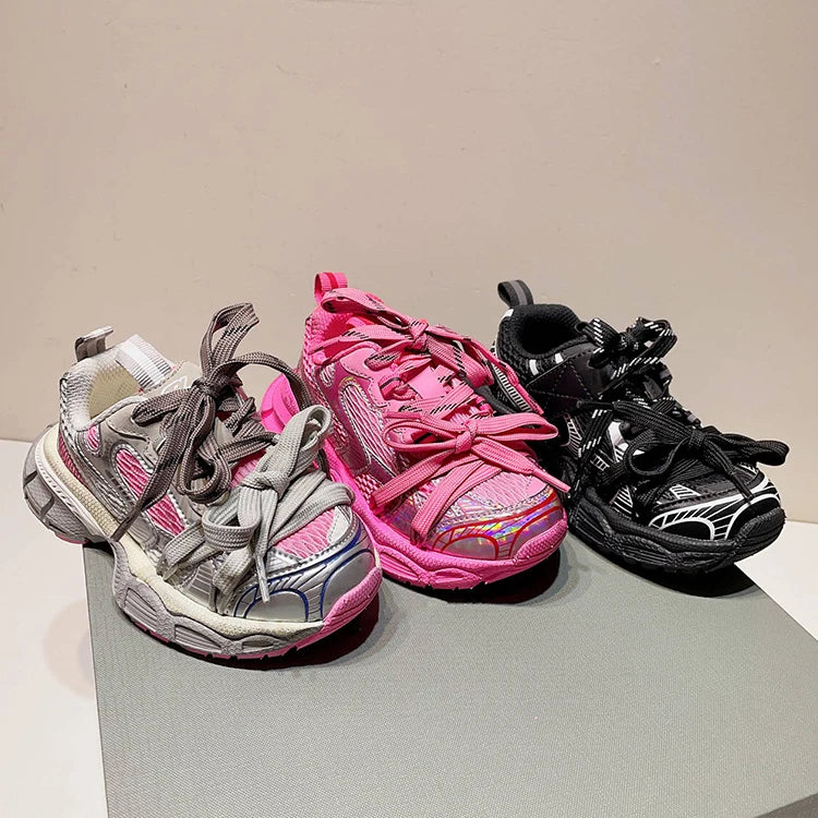 Autumn Runner pink Black Boy Girl Chunky Mesh Lightweight Non-Slip Table Tennis Outdoor Custom Running Shoes sneakers_platform