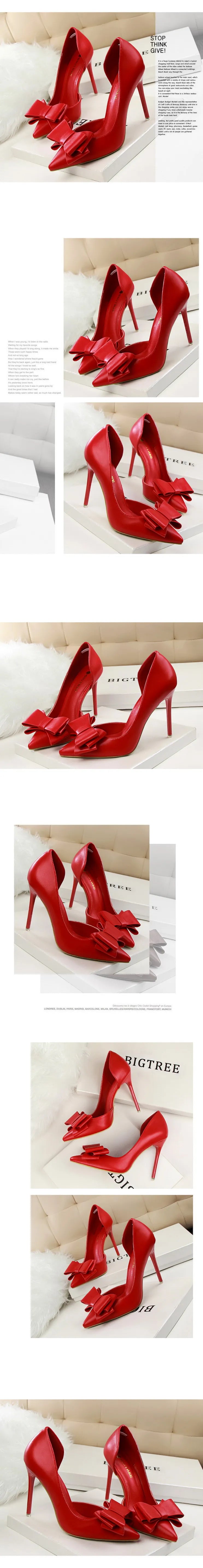 BIGTREE Shoes Bow-knot Woman Pumps Stiletto 10.5 Cm Women Basic Pump Pointed Toe Classic Pumps Sexy High Heels Women Shoes 2025 heels_stiletto