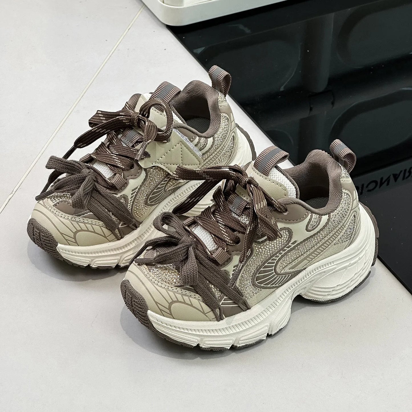 Spring Autumn Children Boys Mesh Lace-up Running Sneakers Kids Girls Thick Bottom Hook & Loop Casual Running Sports Shoes sneakers_platform