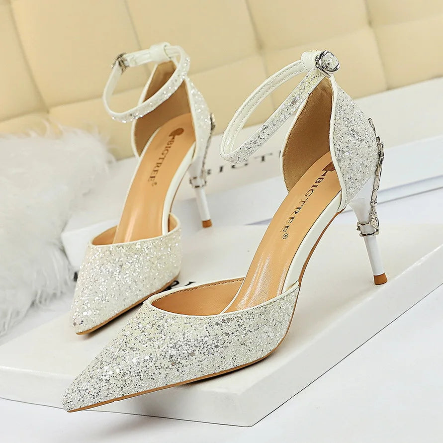 BIGTREE Shoes Heels 2025 New Woman Pumps Sequins High Heels Women Shoes Fashion Ladies Shoes Gold Sliver Stiletto Heels Sandals heels_bridal