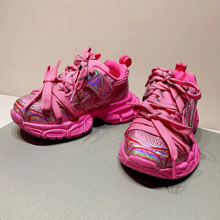 Autumn Runner pink Black Boy Girl Chunky Mesh Lightweight Non-Slip Table Tennis Outdoor Custom Running Shoes sneakers_platform