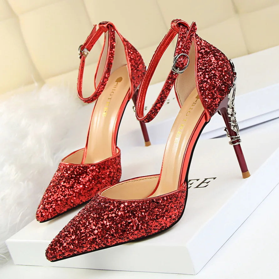 BIGTREE Shoes Heels 2025 New Woman Pumps Sequins High Heels Women Shoes Fashion Ladies Shoes Gold Sliver Stiletto Heels Sandals heels_bridal
