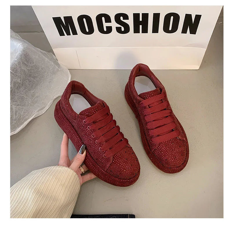 2025 Sparkling Rhinestone Sneakers with Platform Sole Trendy Sporty Elegance Footwear for Women Evening Wear sneakers_platform