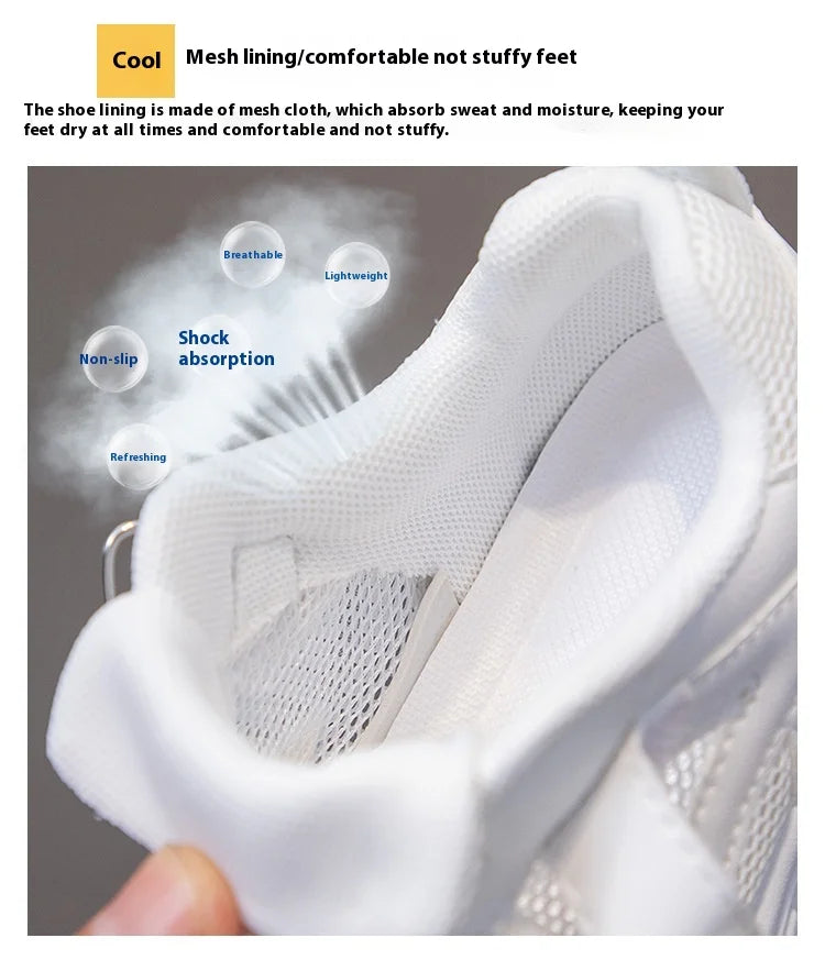 Summer Boys' Mesh Sneakers Large Children's Breathable Upper Lace Single Mesh Hollow Logo Design Slip-On Trendy Summer Shoe kids_shoes