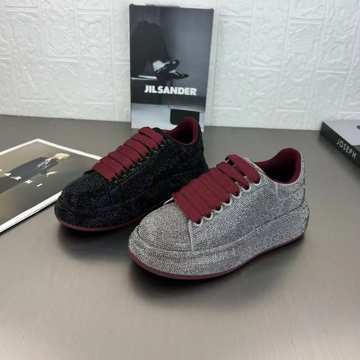 2025 Sparkling Rhinestone Sneakers with Platform Sole Trendy Sporty Elegance Footwear for Women Evening Wear sneakers_platform