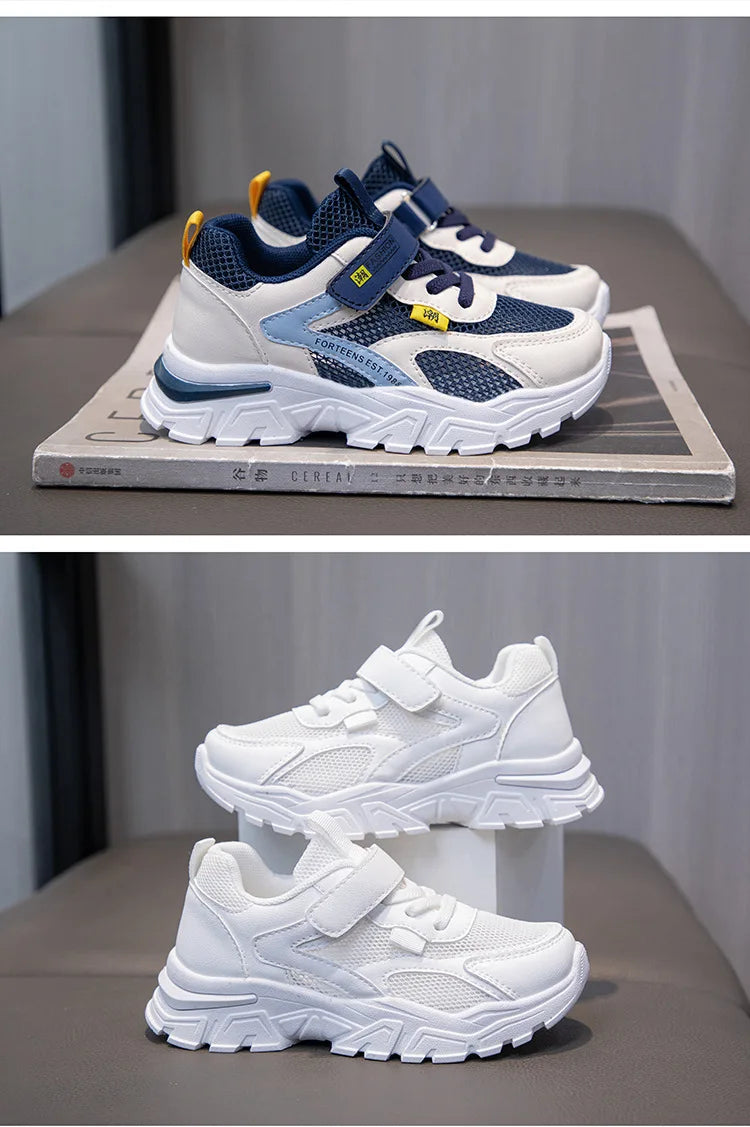 Summer Boys' Mesh Sneakers Large Children's Breathable Upper Lace Single Mesh Hollow Logo Design Slip-On Trendy Summer Shoe kids_shoes