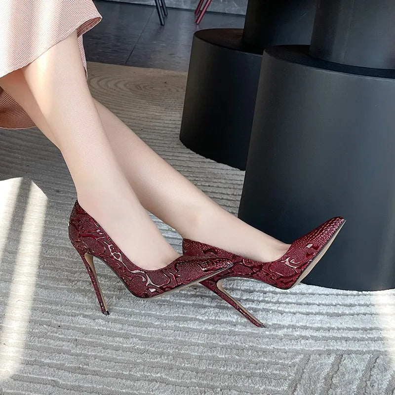Autumn Collection Custom Women's Designer Pumps Wholesale Genuine Leather Insole Red Bottom High Heels Thin Work Pointed Toe heels_stiletto