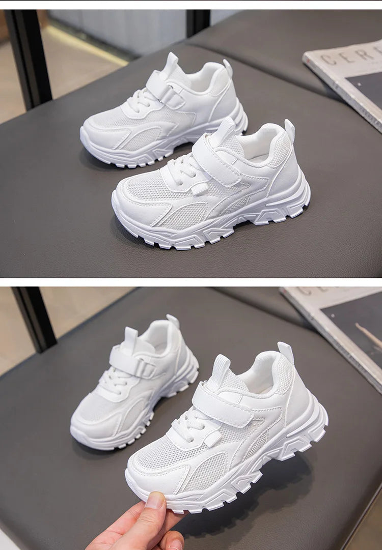 Summer Boys' Mesh Sneakers Large Children's Breathable Upper Lace Single Mesh Hollow Logo Design Slip-On Trendy Summer Shoe kids_shoes