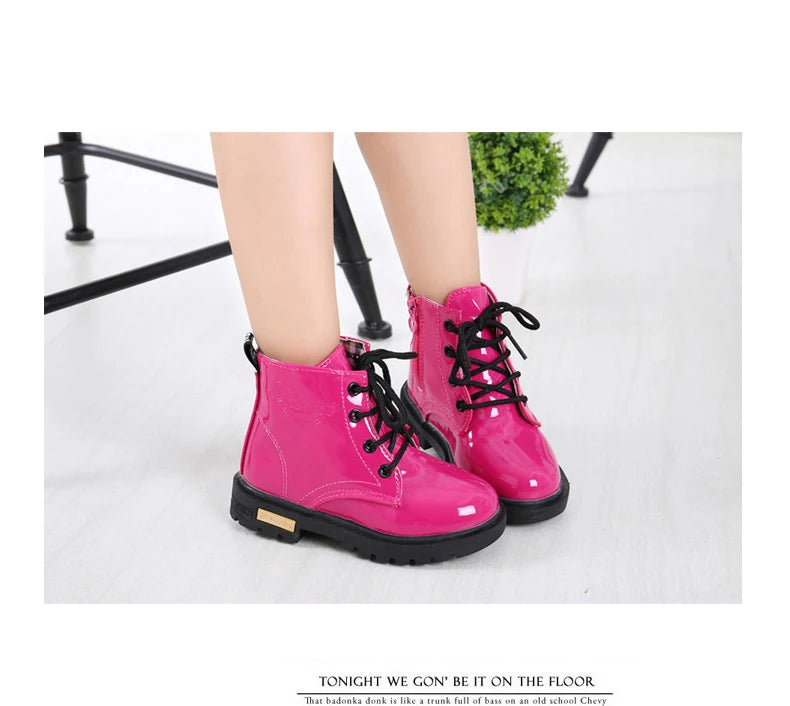 2026 New Winter Children Shoes PU Leather Waterproof Plush Boots Kids Snow Boots Brand Girls Boys Casual Boots Fashion Sneakers kids_shoes