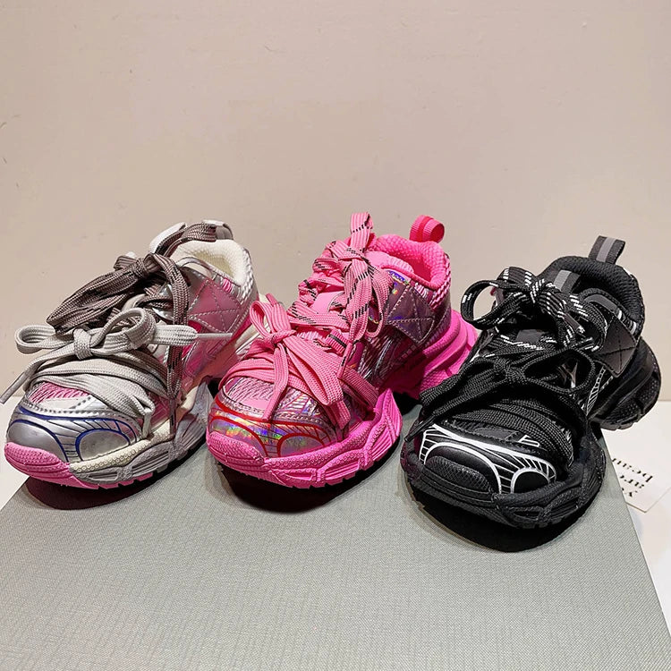 Autumn Runner pink Black Boy Girl Chunky Mesh Lightweight Non-Slip Table Tennis Outdoor Custom Running Shoes sneakers_platform