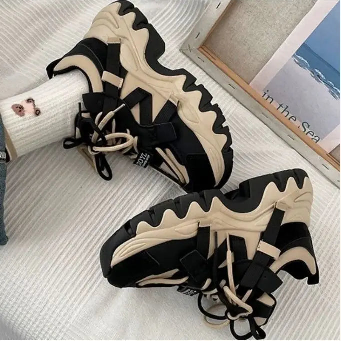 2026 Women's Color Block Platform Sneakers New Fashion Trend Versatile Autumn Casual Walking Style Shoes sneakers_platform