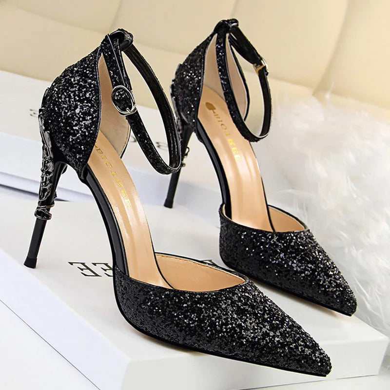 BIGTREE Shoes Heels 2025 New Woman Pumps Sequins High Heels Women Shoes Fashion Ladies Shoes Gold Sliver Stiletto Heels Sandals heels_bridal