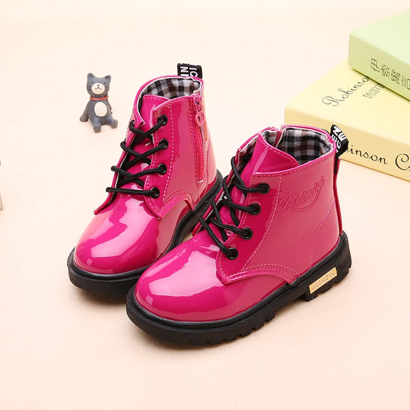2026 New Winter Children Shoes PU Leather Waterproof Plush Boots Kids Snow Boots Brand Girls Boys Casual Boots Fashion Sneakers kids_shoes