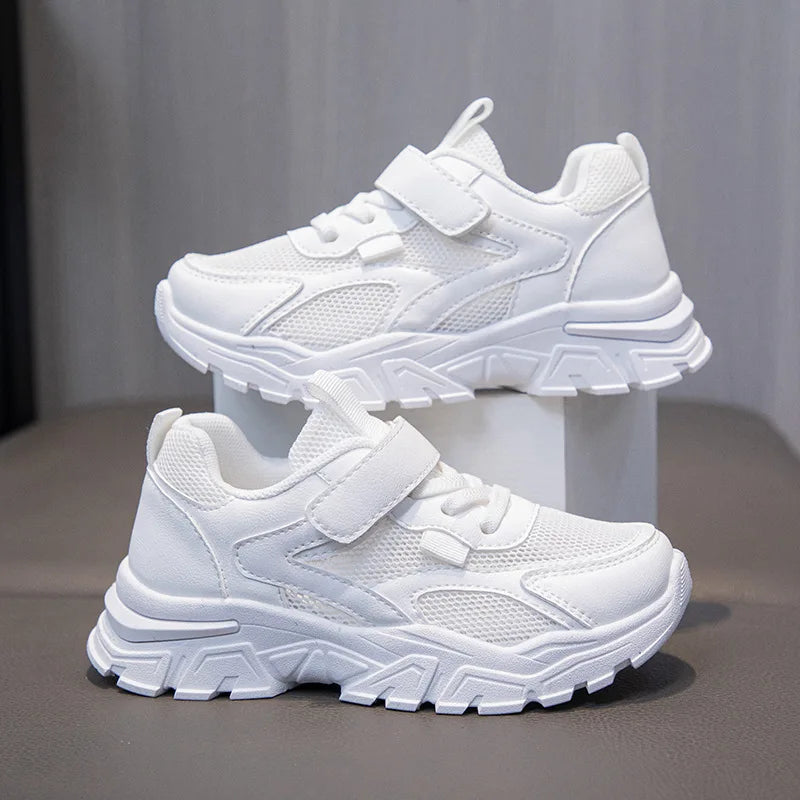 Summer Boys' Mesh Sneakers Large Children's Breathable Upper Lace Single Mesh Hollow Logo Design Slip-On Trendy Summer Shoe kids_shoes