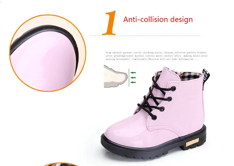 2026 New Winter Children Shoes PU Leather Waterproof Plush Boots Kids Snow Boots Brand Girls Boys Casual Boots Fashion Sneakers kids_shoes