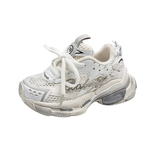 New Style in Spring and Summer 2025 Single Mesh Lightweight, Breathable and Fashionable Chunky Sneakers for Girls kids_shoes