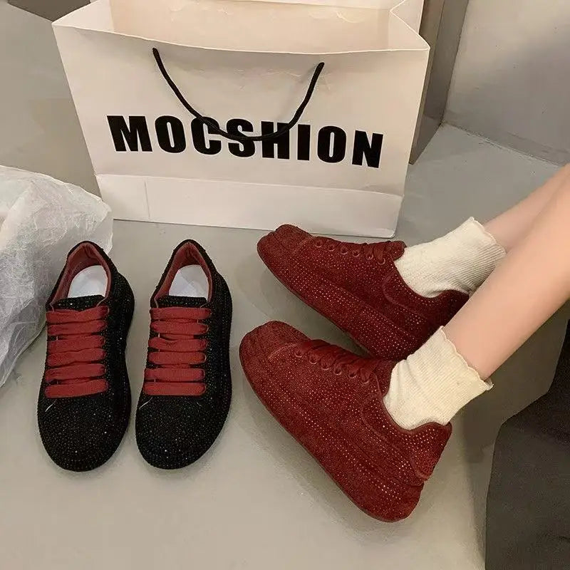 2025 Sparkling Rhinestone Sneakers with Platform Sole Trendy Sporty Elegance Footwear for Women Evening Wear sneakers_platform