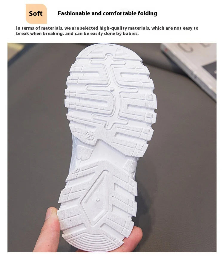 Summer Boys' Mesh Sneakers Large Children's Breathable Upper Lace Single Mesh Hollow Logo Design Slip-On Trendy Summer Shoe kids_shoes